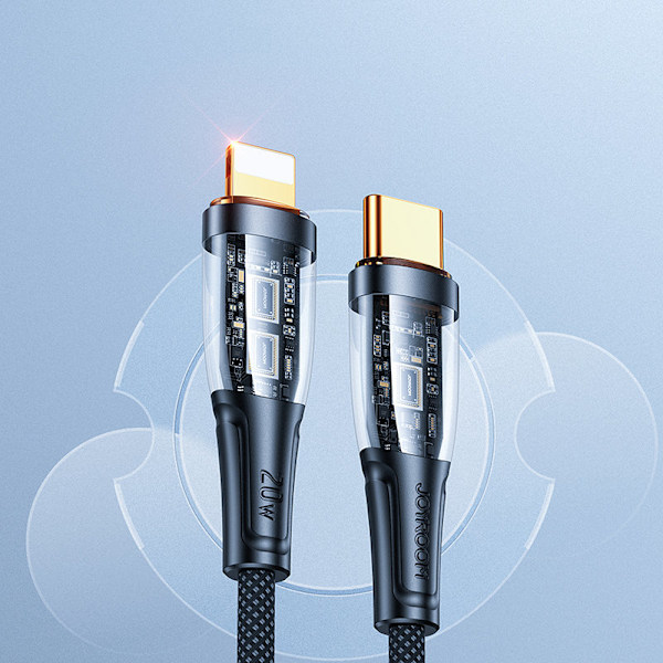 Kabel med smart switch USB-C - iPhone Lightning 1,2m - svart
