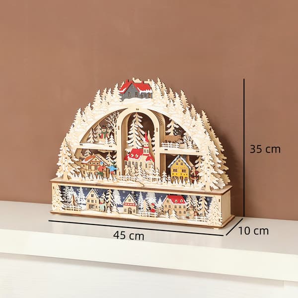 Joulukylä LED-valoilla, 45 cm, Puu