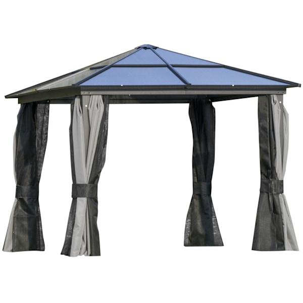 Luksus pavillon havepavillon aluminium partytelt havetelt med gennemskinnelig PC tag brun + beige 300 x 360 x 265 cm |