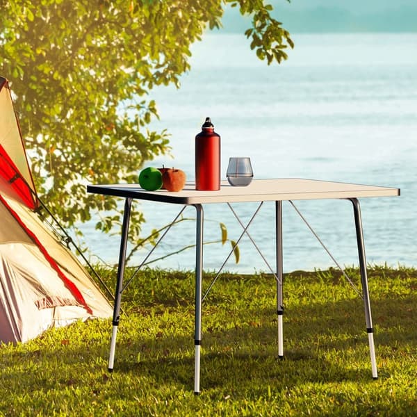 Højdejusterbart, foldbart campingbord, aluminium, 80x60 cm