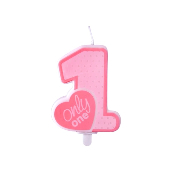 Fødselsdagslys Only One, lys pink, 8 cm