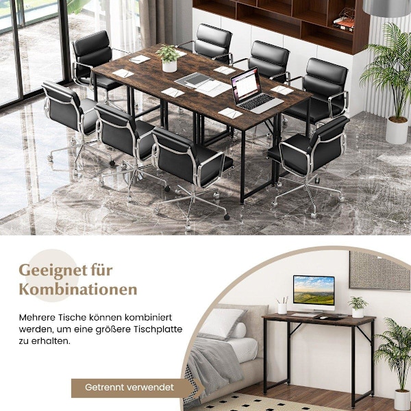 PC-bord med justerbara fotkuddar, kompakt datorbord, 100 x 50 x 77 cm, brun