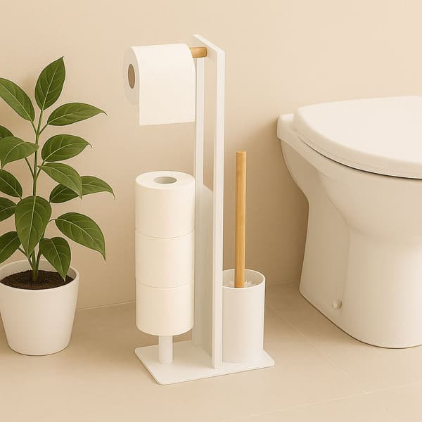 Bambu- ja metalli-wc-paperitelinesetti – vapaasti seisova