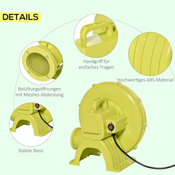 450W Sähköinen Ilmapumppu Bouncy Castle Puhallin Pumpun Tuulettimen Kahva Jatkuva Puhallin Puhallettavat Lelut Abs