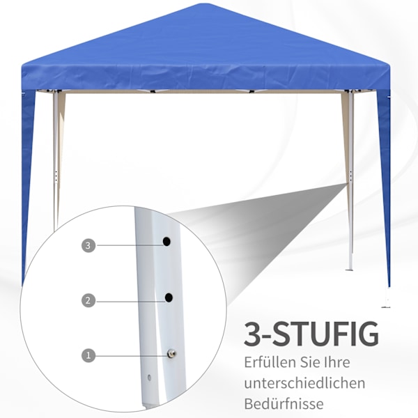 Pavillon ca 3x3m, vandafvisende, stabil, vintertæt pop-up foldepavillon, UV beskyttelse, sammenfoldeligt partytelt, havetelt med taske, havepavillon t