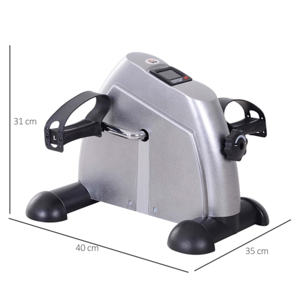 Motionscykel mini cykel pedal træner træningscykel cykel enhed med LCD display støbejern sølv 35 x 40 x 31 cm