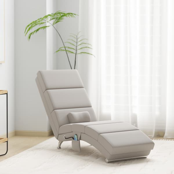 Elektrisk massagefåtölj, krämvit, värme och vibration