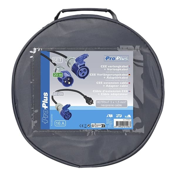 CEE förlängningskabel 20M 3x1,5mm med adapterkabel