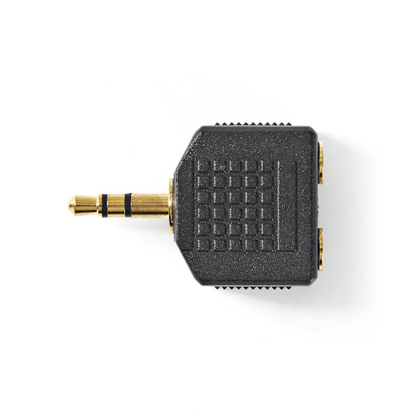 Stereo Audio Adapter | 3.5 mm Hanstik | 2 x 3.5 mm Hunstik | Guldplateret | Lige | ABS | Sort | 10 stk. | Plastikpose