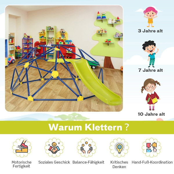 Klätterkupol & rutschkana Klätterställning i kupolform 241,5 x 183 x 91,5 cm Gleb