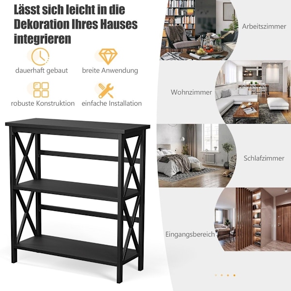 Konsolbord i træ med tipsikring og robust stel Moderne sidebord 79 x 32 x 86 cm sort