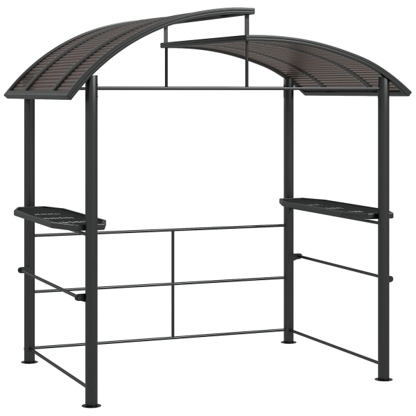 Grill Pavilion Liekkisuoja Katto Bbq Paviljonki 2 Hyllyt Uv-Suoja Pergola Puutarha Parveke Teräs Pc Tummanharmaa 240X150X230Cm