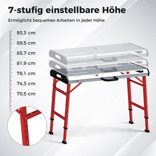 Justerbart svejsebord, 450 kg Kapacitet, foldbart design