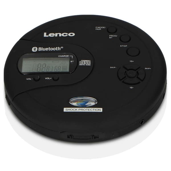 Bærbar Bluetooth® CD-MP3-afspiller med antishock Sort