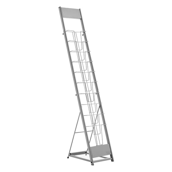 Brochuredisplaystativ, metalgulvstativ med 10 lommer, A4