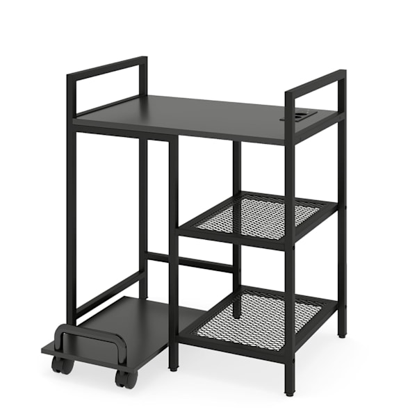 3-lags printerstativ med ladestation, sort