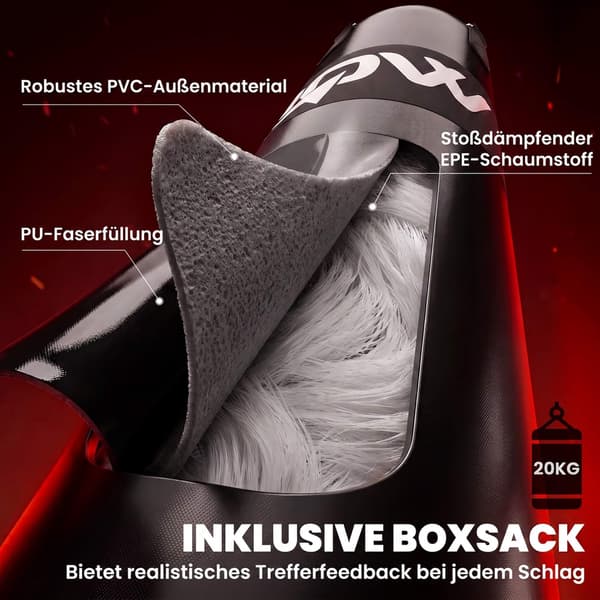 Fristående boxningssäcksställ med 20 kg säck och elastisk lina