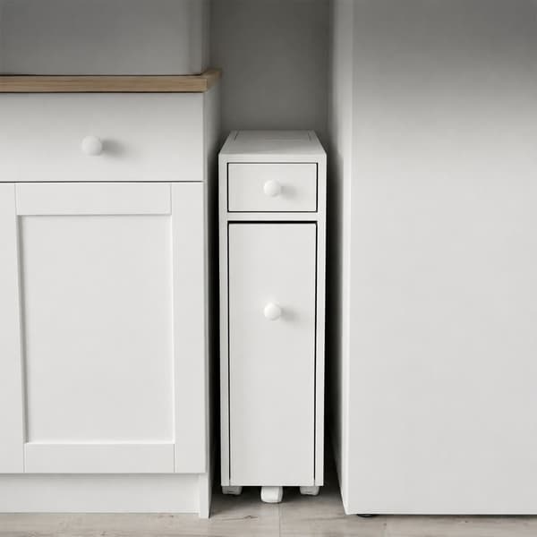 Vit badrumsvagn med utdragbar låda