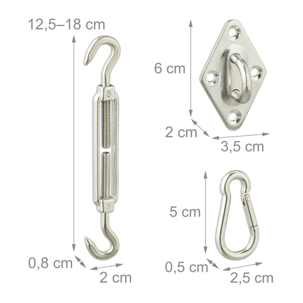 Sun Shade Sail Fastening Kit med strammere