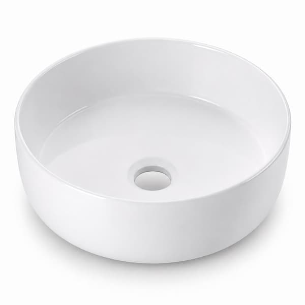 Rund hvid keramisk bordvask, 30 x 30 cm
