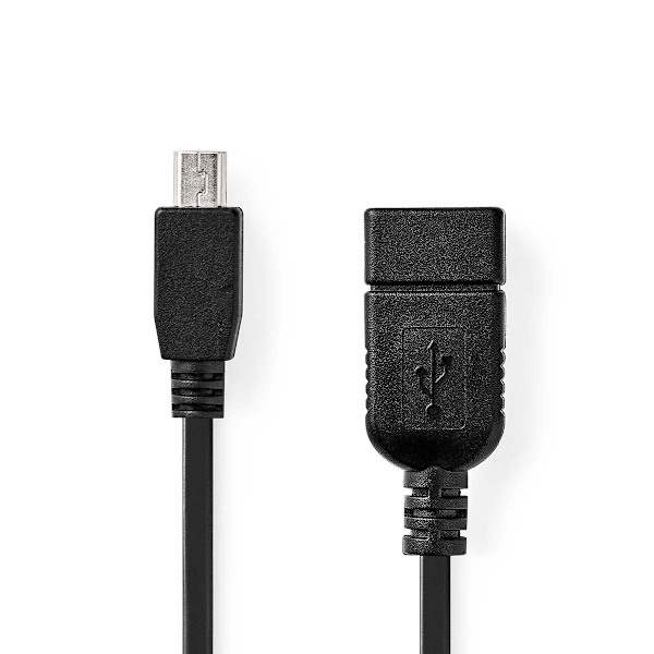 USB-adapter | USB 2.0 | Mini 5-Pin Han | USB-A Hun | 480 Mbps | OTG | 0.20 m | Runde | Nikkelplateret | Sort | Box