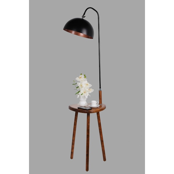 Lattiavalaisin Demet Sehbalı Ahşap Lambader Ceviz Retro 3 Başlıklı