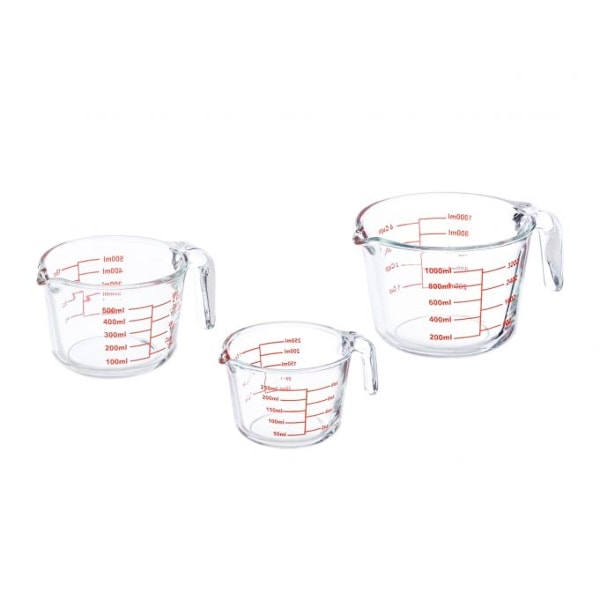 Måttkanna i glas set om 3