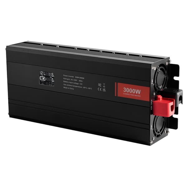 3000W strømomformer 12V til 230V, LCD, USB-C