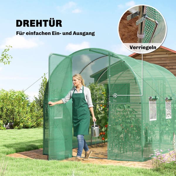 Drivhus i polytunnel, 2x3m, PE-overdækning, stålramme