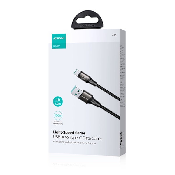 Light-Speed ​​Series USB-A - USB-C hurtig overførselskabel 100W 1,2m sort
