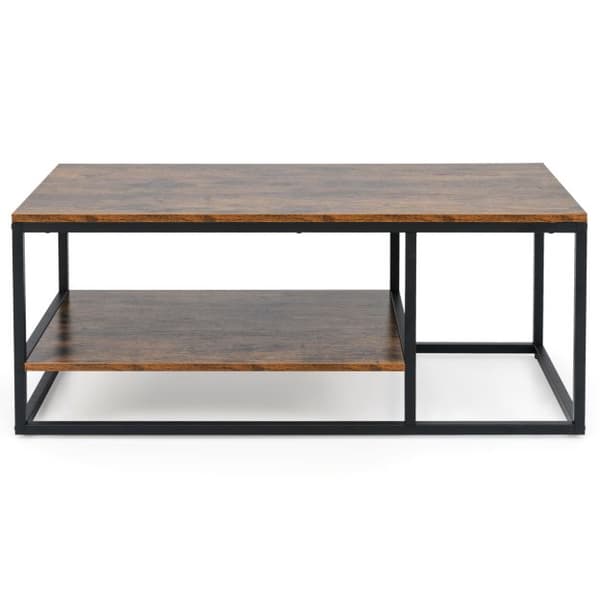 Industriellt soffbord, 2 nivåer, 105 cm, rustikt brunt