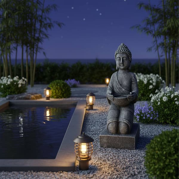 Buddhastaty 43 cm, polyresin, väderbeständig