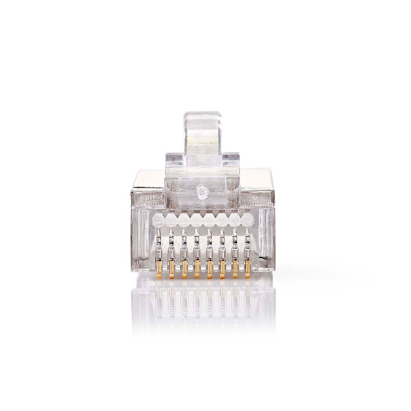 RJ45-stik | Han | Stranded STP CAT5 | Lige | Guldplateret | 10 stk. | PVC | Gennemsigtig | Box