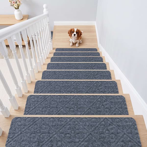 Halkfria ljusgrå trappsteg, 15-pack, 76x20 cm