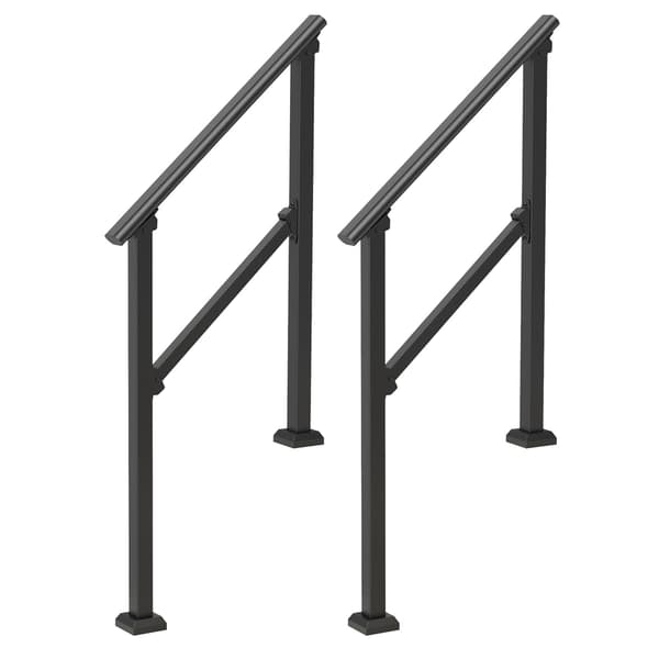 Ledstänger för utomhustrappor, 2-pack i kolstål, justerbara