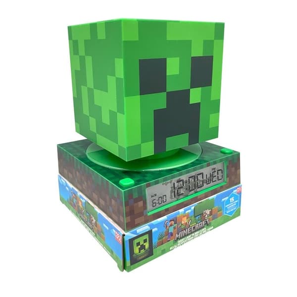 Minecraft 3D-lampe med vækkeur og LED-lys