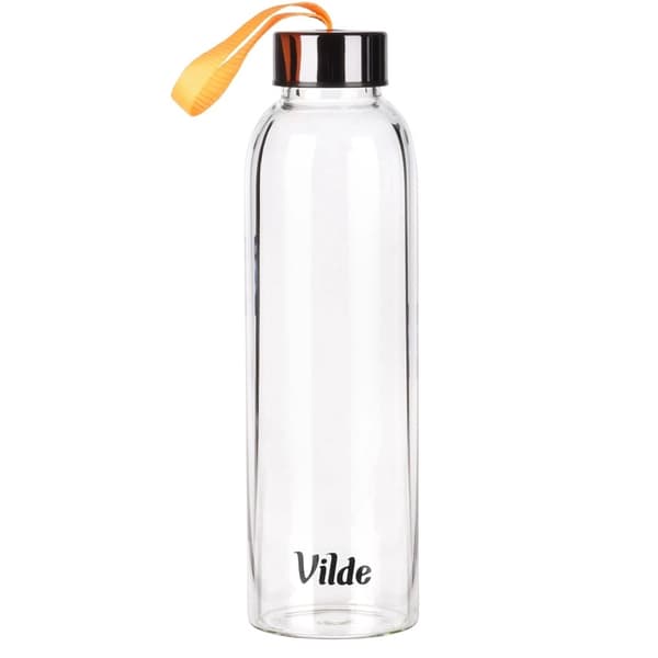 Glasvattenflaska med bambulock, 500 ml