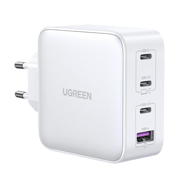 GaN hurtigoplader 3x USB-C USB 100W PPS PD Power Delivery hvid