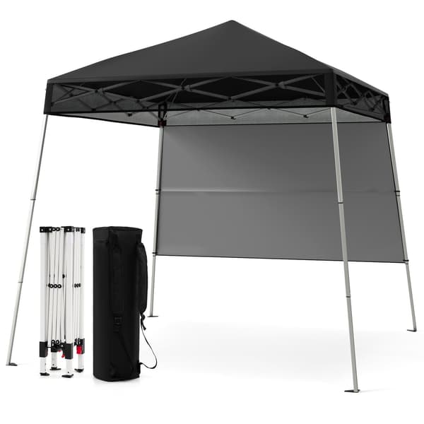 Justerbart 2x2m Pop-Up Gazebo med sidovägg, svart