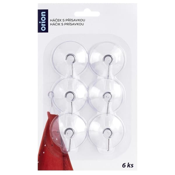 Sugkoppskrokar, 4,5 cm, 6-pack, rostfritt stål