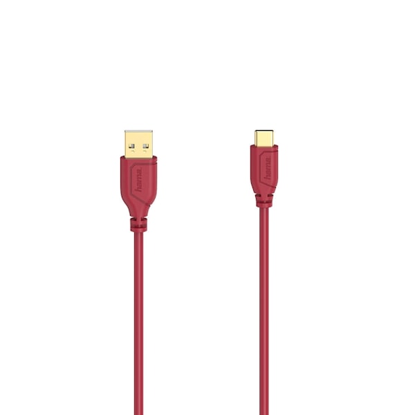 HAMA kaapeli USB-C Flexi-Slim USB-A-USB-C Gold Red 0,75m