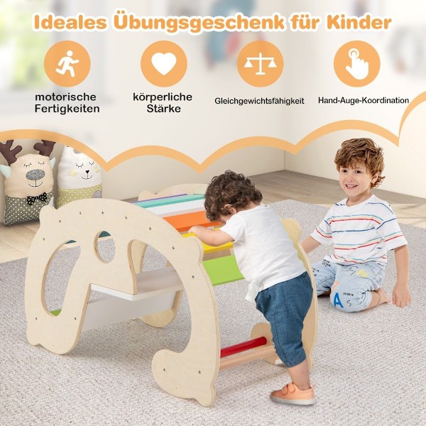 2 i 1 gunghästbåge för barn med rocker & klätterbåge & bekvämt ryggstöd & sits