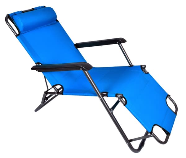 Strandstol – Blå, Stålstel, Oxfordstof