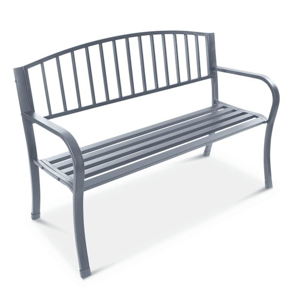 Puutarhapenkki selkänojalla, puistonpenkki terassille ja parvekkeelle, metallirakenne, grafiitti