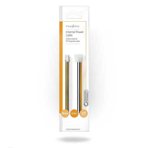Sisäinen Virtakaapeli | Molex uros | PCI Express uros | Kullattu | 0.20 m | Pyöreä | PVC | Keltainen / Musta | Kirjekuori