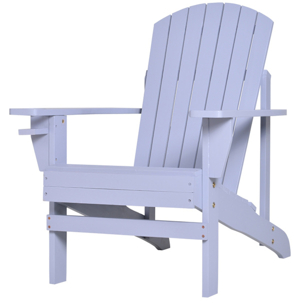 Adirondack Havestol Med Kopholder Havelounger Balkonstol Massivt Træ Grå 72,5 X 97 X 93 Cm
