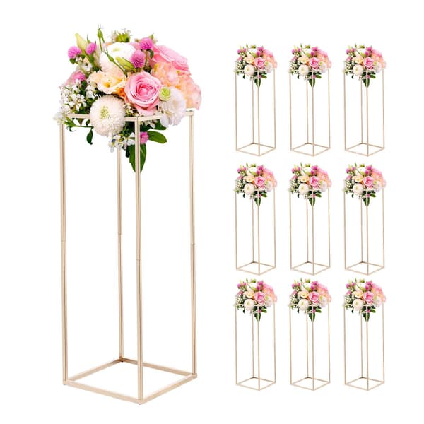 Bröllopsblomstställ, 10-pack 31,5 tum guldfärgade kolonner