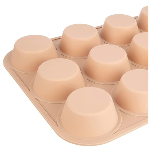 Silikone muffinform, beige, 12-kopper, 32,5x25x3 cm