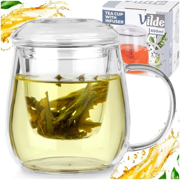 Glaskrus med teinfuser og låg, 400 ml