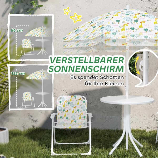 Børne klapbordsæt med paraply, dyredesign